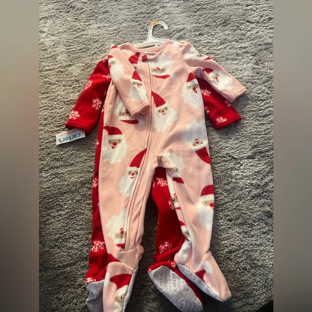 2 pair pajama set Santa reindeer holiday Christmas